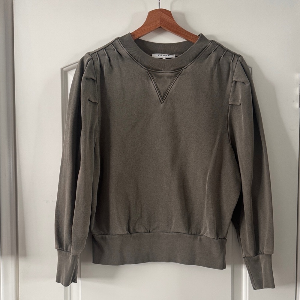 Frame Denim Taupe Ribbed Knit Top